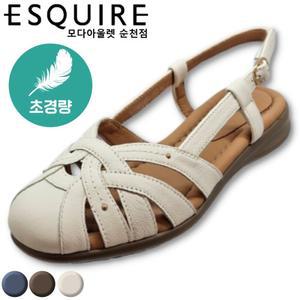 [에스콰이아]초경량 가볍고 부드러운 가죽으로 발이 편한 여성 2CM샌들 YAEMSD