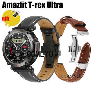 Amazfit T-rex용 가죽 밴드 울트라 스트랩 가죽 스마트워치 밴드 팔찌 스크린 보호대 필름 액세서리