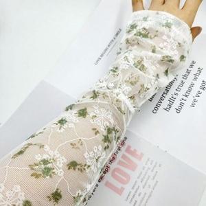 [애슬릿] 여성 꽃 무늬 하트 레이스 시스루 손목 운전 롱 토시