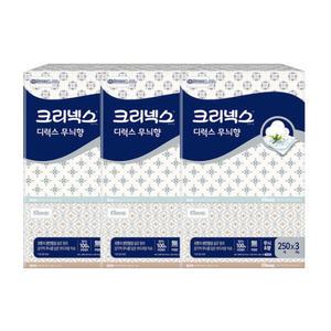 크리넥스 디럭스 무늬향 각티슈(250매x3입)x3팩