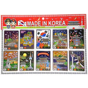 한국관광지 캐릭터 카드냉장고자석10개/외국인기념품샵 전통공예품/홈스테이선물/유학생 외국인친구선물