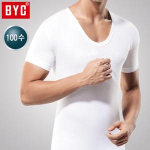 BYC 남성용 100수 순면 반팔 런닝 2호 백색 1매 BYE6039