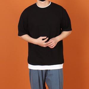 [우기브로]WTD 남자 빅사이즈 이중 목 레이어드 반팔티