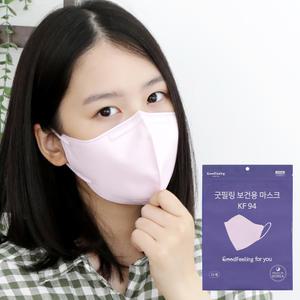 굿필링 컬러 새부리형 마스크 KF94 중형 핑크 25매x4봉