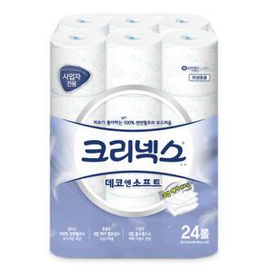 유한킴벌리 (45178) 크리넥스 데코 앤 소프트 3겹 엠보싱 30M 24롤 두루마리 화장지 휴지 무형광 천연펄프