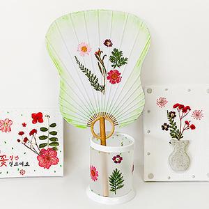 [문구티쳐] 토단 압화 부채 만들기 4인세트 (4종택1) DIY 만들기세트 부채 압화소품 여름만들기