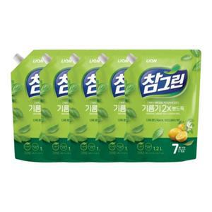 [신세계몰]기름기제거 참그린 주방세제 녹차뽀드득 1.2L 리필 5개