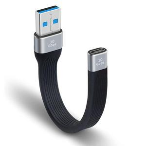 Poyiccot USBC to USB 3.1 어댑터 10Gbps C 암 A 수 케이블 충전기 소프트 플랫 쇼트 OTG 아이폰 삼성 갤럭