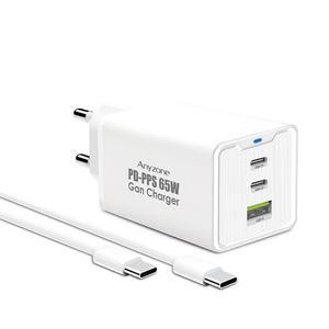 초고속 충전기 3포트 PD PPS 65W 멀티 고속 충전기 C타입 케이블 포함