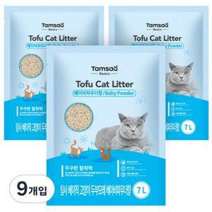 탐사 베이직 프리미엄 고양이 두부모래 베이비파우더향, 7L, 9개입 one option