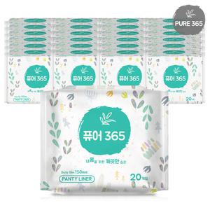 퓨어365 팬티라이너 일반 20개입 36개