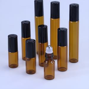 유리 롤온 공병 3ml 5ml 10ml 갈색 미니 휴대용 아로마 오일 향수 롤러볼 용기 화장품 통 향수병