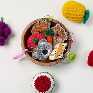 [문구티쳐] 토단(TD) 보석십자수 동물 얼굴 키링 만들기 5인세트 (4종택 1) DIY 우드키링 비즈아트 취미용 악세사리