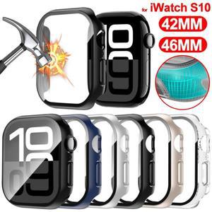 풀커버 PC 하드 케이스, 강화 유리 필름 화면 보호, 애플 워치 시리즈 10, 42mm, 46mm 스마트워치 액세서리