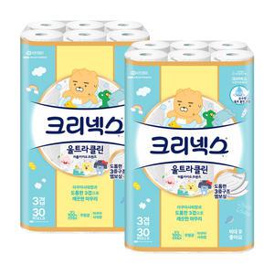 크리넥스 울트라클린 카카오프렌즈 3겹 30M 30롤 2개