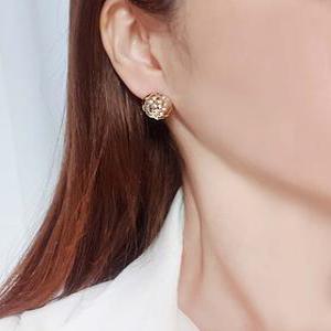 14k 18k 엠보 공 원형 볼 귀걸이 볼륨 원터치 (M,L 사이즈)