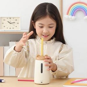 노르잇 자동 연필깎이 프리미엄 전동 자동상승 (베이지 브라운) /책상 위 필수 아이템! 깔끔한 필기 환경을 위한 스마트한 선택