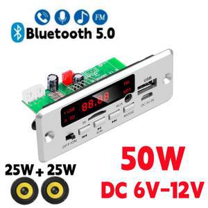 SJ 블루투스 5 0 MP3 플레이어 디코더 보드, FM 라디오 TF USB 3 5mm AUX 모듈, 수신기, 자동차 키트 오디오, 12V 50W