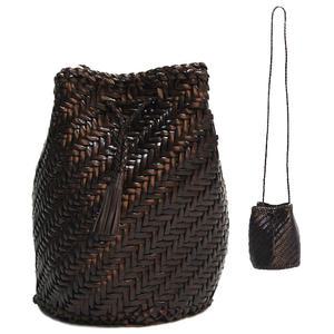 [로데오샵]드래곤디퓨전 25SS 여성 폼폼 더블 점프 버킷백 8838 DK BROWN