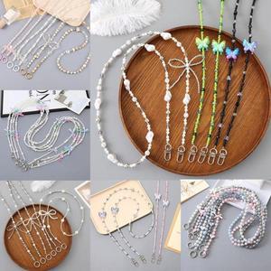 가방 크로스 바디 랜야드 DIY 휴대폰 체인 행잉 로프, 야외 운반 긴 비즈 분실 스트랩