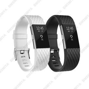 Fitbit Charge 2 용 2PCS 3D 실리콘 스트랩 시계 시계줄 액세서리 벨트 교체 손목 밴드