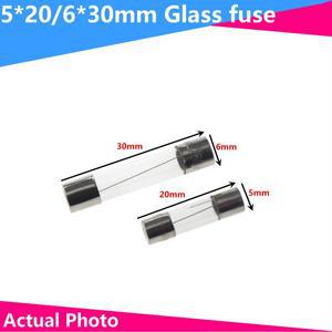 10pcs 5x20mm 6x30mm 유리 퓨즈 고속 퓨즈 250V 0.1A 0.2A 0.5A 1A 2A 3A 3.15A 4A 5A 6A 7A 8A 10A 12A 15