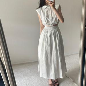코튼 크롭 밴딩셔츠 롱 밴딩 스커트 세트 셋업 여름 바캉스 허니문 발리 몰디브 투피스
