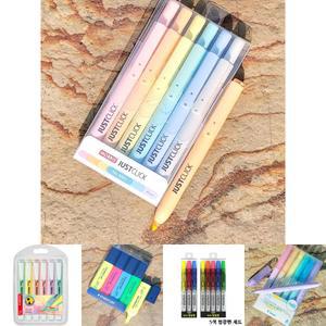 모리스 JUSTCLICK 노크식 Slim 형광펜 S-Pastel 6색/현광펜/형광팬/필기도구/학생/학교/형광펜세트/똑딱이