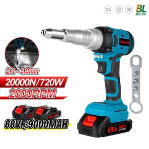 720W 20000N 브러시리스 전기 리벳 건 18V 배터리용 무선 너트 드릴 공구