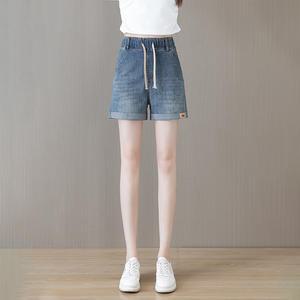 HL-77055 / 여름 여성청반바지 밴딩팬츠 스판데님 3 부 4부 숏팬츠 핫팬츠 빅사이즈