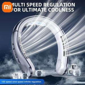 Xiaomi 휴대용 미니 교수형 목 팬 디지털 디스플레이 전원 Bladeless 넥 밴드 공기 냉각기 USB 충전식 도구