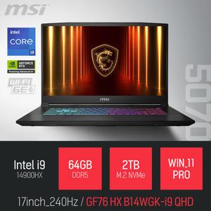 ⓒ MSI 소드 GF76 HX B14WGK-i9 QHD 64GB 2TB WIN11 / 17인치 편집 고성능 게임 포토샵 캐드 AI 노트북