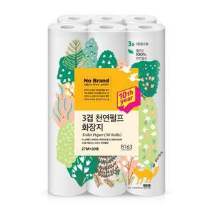 노브랜드 3겹 천연펄프화장지 27m*30롤 (10주년기념 한정수량판매)