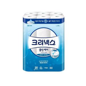 크리넥스 클린케어 아쿠아네이처 3겹 30m 30롤, 1팩