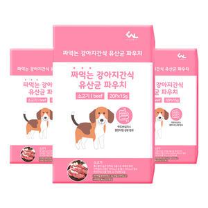 씨엔앨라이프 짜먹는 강아지간식 유산균 파우치 스틱 15g x 20p 3개 소고기
