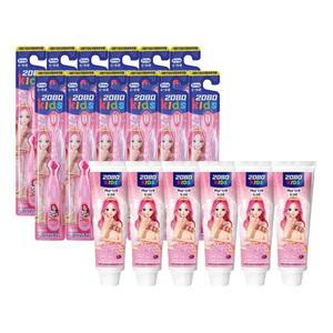 2080 키즈 3스텝 칫솔, 시크릿쥬쥬, 12개 + 베리믹스 치약, 시크릿쥬쥬, 80g, 6개