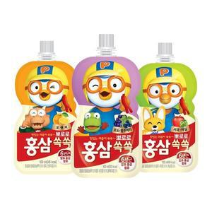 [기타]팔도 뽀로로 홍삼쏙쏙 100ml 10팩 포도/오렌지/사과