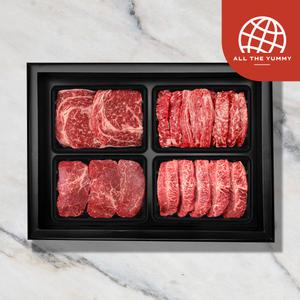 [올더야미] 횡성한우 1++등급 냉장VVIP세트3호 총2.4kg(꽃등심+안심+부채살+갈비살)고급지함,보냉가방포장