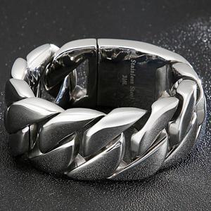 은 용 중금속 커브 체인 팔찌 31mm 와이드 스테인레스 스틸 거대한 남성 쥬얼리 손 잡이가