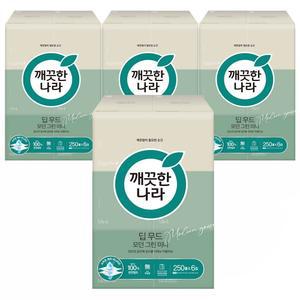 딥무드 모던 그린 미니 미용티슈 250매 6입x4팩
