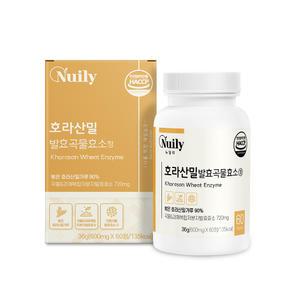 뉴일리 호라산밀 발효곡물효소정600mgx60정 과일과채복합저분자발효효소 볶은호라산밀가루 셀레늄 미네랄 단백질 식이섬유 베타카로틴 비타민E 하루영양성분충족