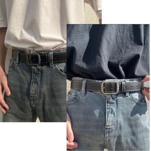기본 데일리 면바지 청바지 사각 스티치 벨트 버클