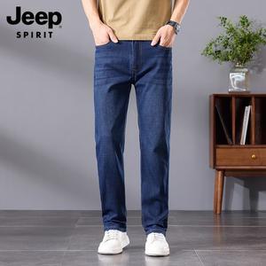 JEEP 지프 여름 얇은 남자 빅사이즈 워싱 스판 데님 일자 청바지
