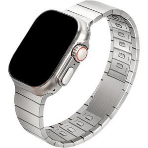 Apple Watch 밴드 용 스테인레스 스틸 스트랩 49mm 45mm 44mm 42mm 금속 마그네틱 링크 팔찌 IWatch 시리즈 Ultra 2 8 7 6 SE 밴드