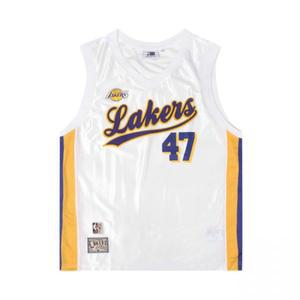 NBA 홀리뱅 착용 HWC LAL 사틴 농구저지 슬리브리스 N252TS855P 화이트