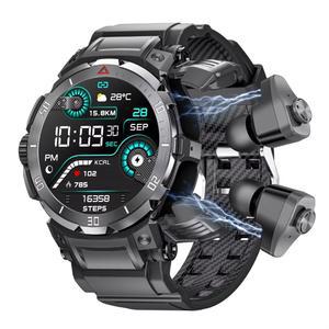 GT100 Pro 이어폰 스마트 시계 새로운 업그레이드 2 in 1 무선 TWS 콤보 블루투스 토크 이어 버드 음악 헤드셋 Smartwatch