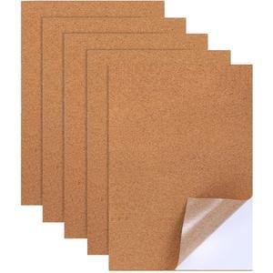 5팩 접착 얇은 코르크 시트 스티커 코스터 11.8x8.3인치 두께 1mm 직사각형 단열재 종이 끈적끈적한 뒷면 타일 벽 장식 결혼식 파티 DIY 공예 용품