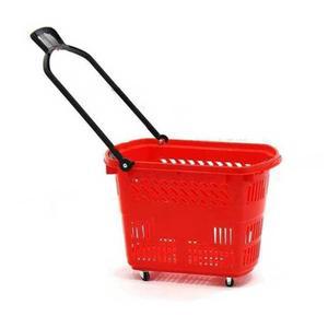 마트카트 바퀴달린 빨간색 미니 마트 플라스틱 53 편의점 신구고 두꺼운 80L 핸드 바구니