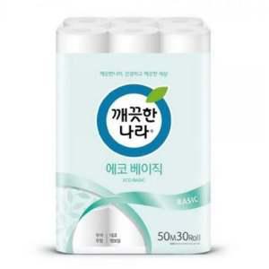 깨끗한나라 화장지 30롤 x 2겹 에코베이직 50m 1팩 3겹 잘풀리는집 크리넥스 순수 티슈