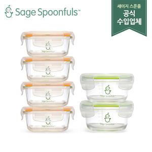 [세이지스푼풀] 글라스 콤보세트 6P/유리 이유식용기/이유식식기/이유식 보관용기/초기 이유식그릇